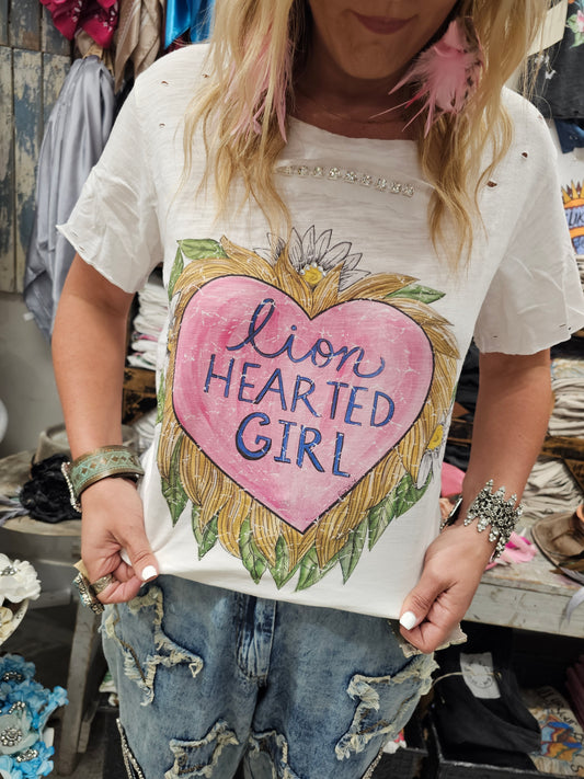 "Lion Hearted Girl" Tattered Tee