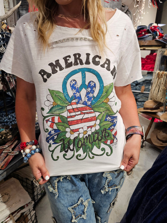 American Woman Tattered shirt