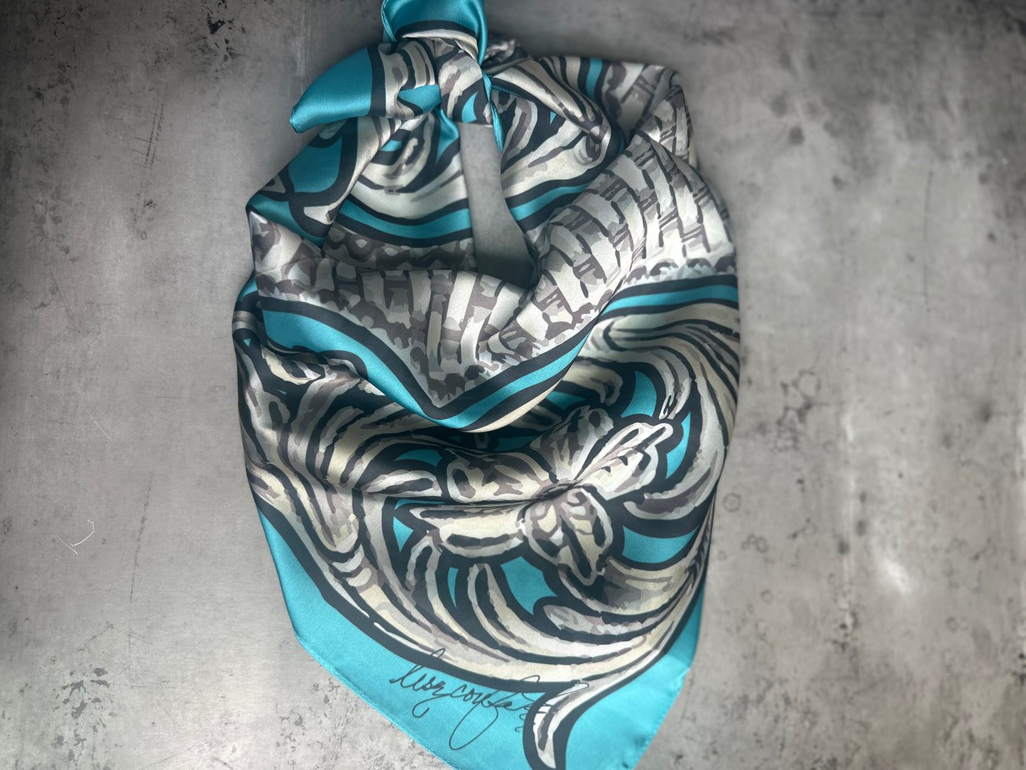 Turquoise Tooled Monochrome Wild Rag