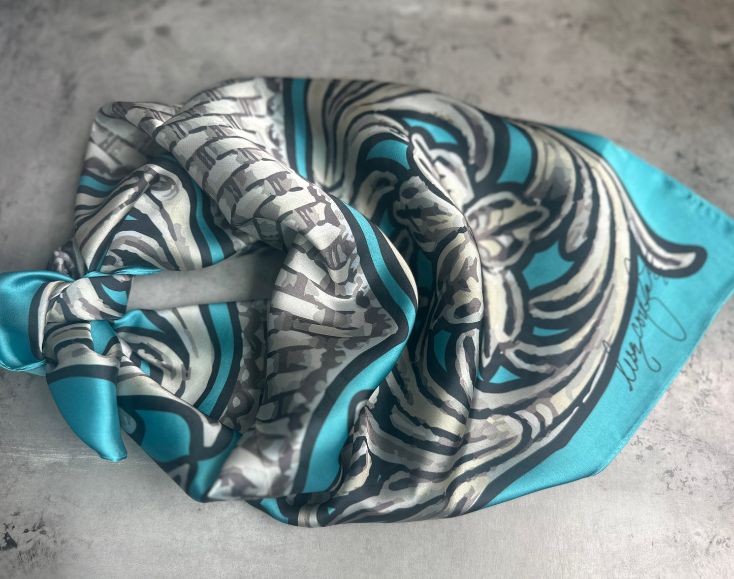 Turquoise Tooled Monochrome Wild Rag