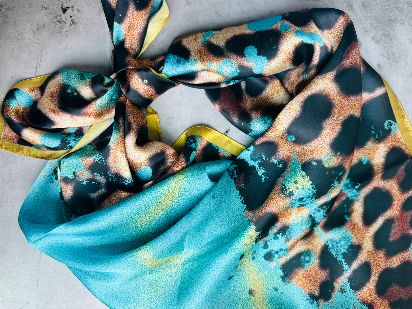 Turquoise Gold Leopard Wild Rag