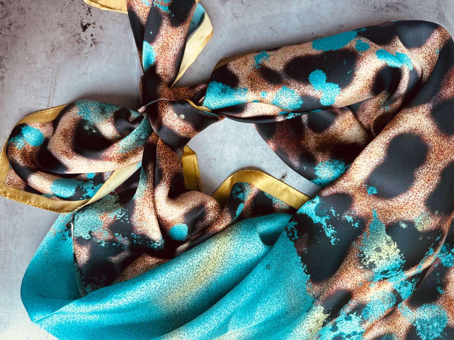 Turquoise Gold Leopard Wild Rag