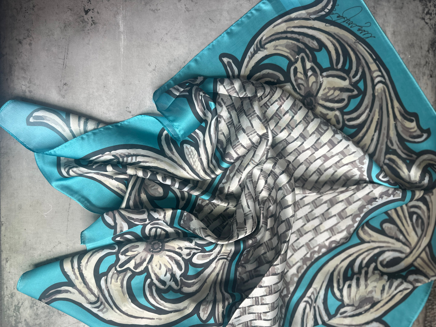 Turquoise Tooled Monochrome Wild Rag