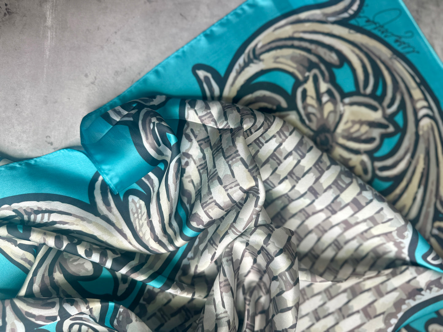 Turquoise Tooled Monochrome Wild Rag