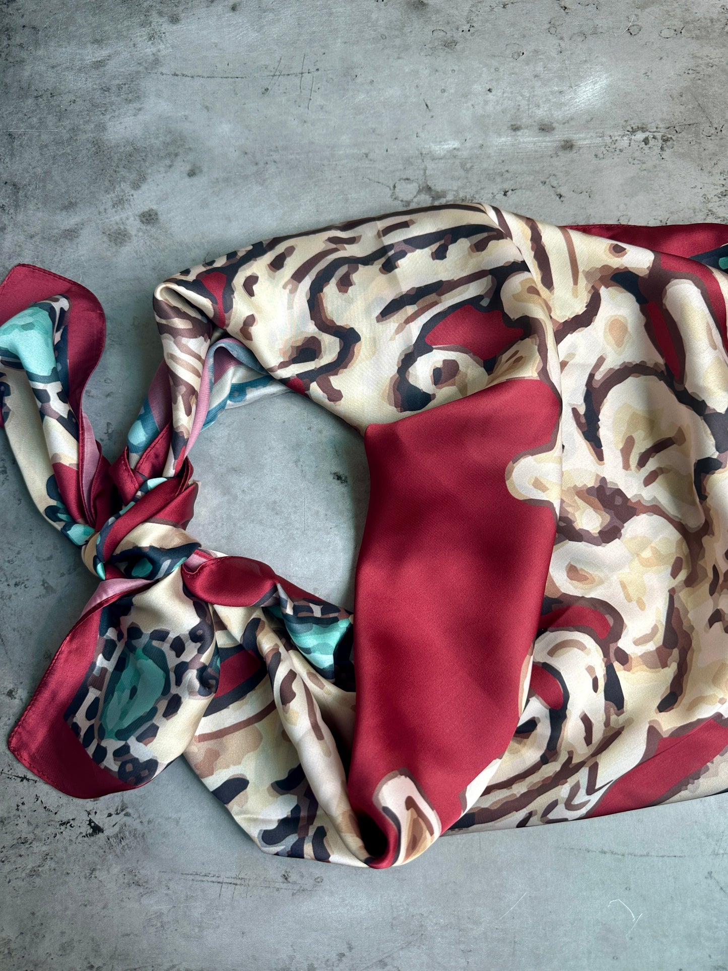 Floral Cream with Red and Turquoise Wild Rag