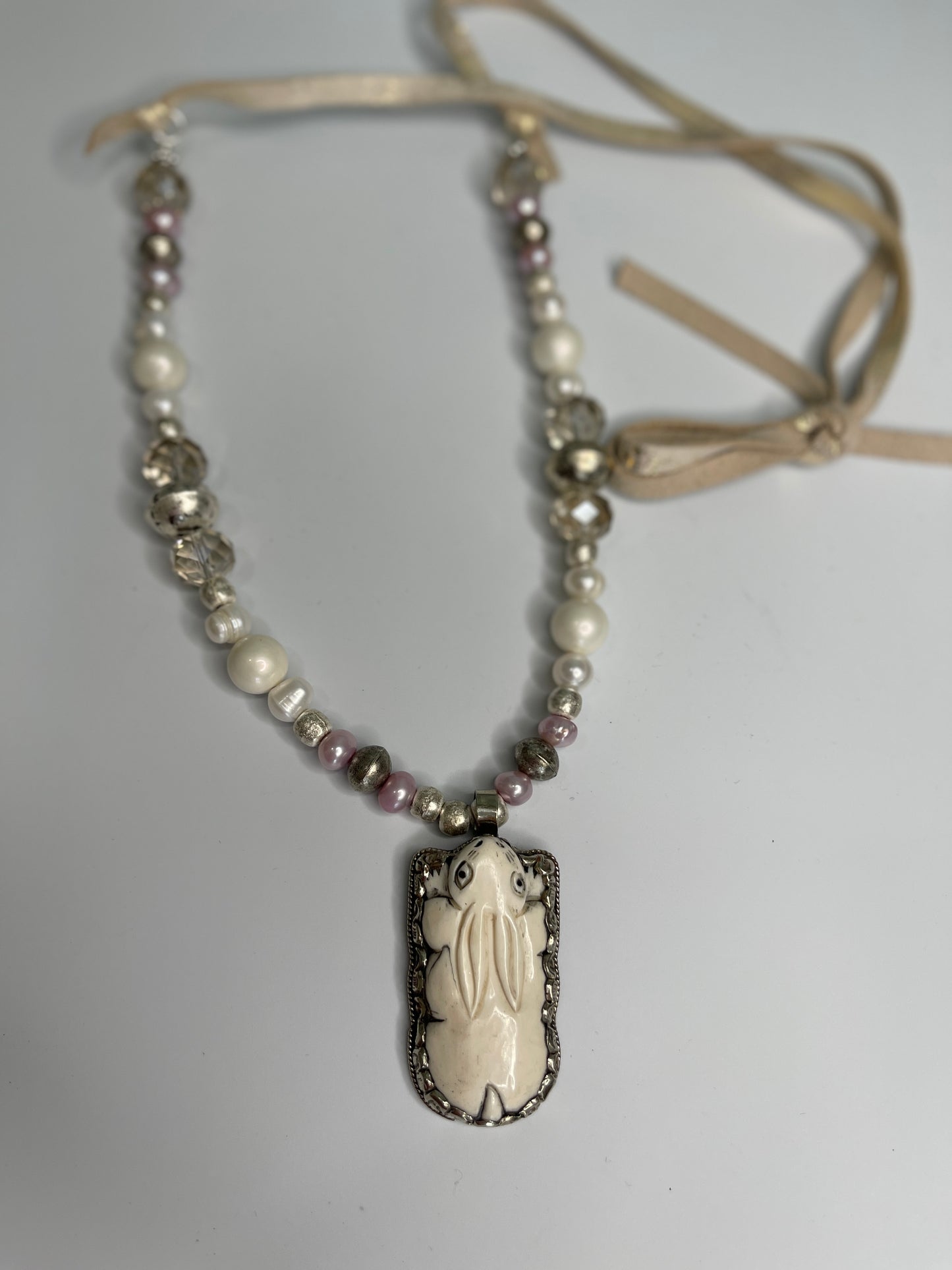 Carved Bone Bunny Necklace