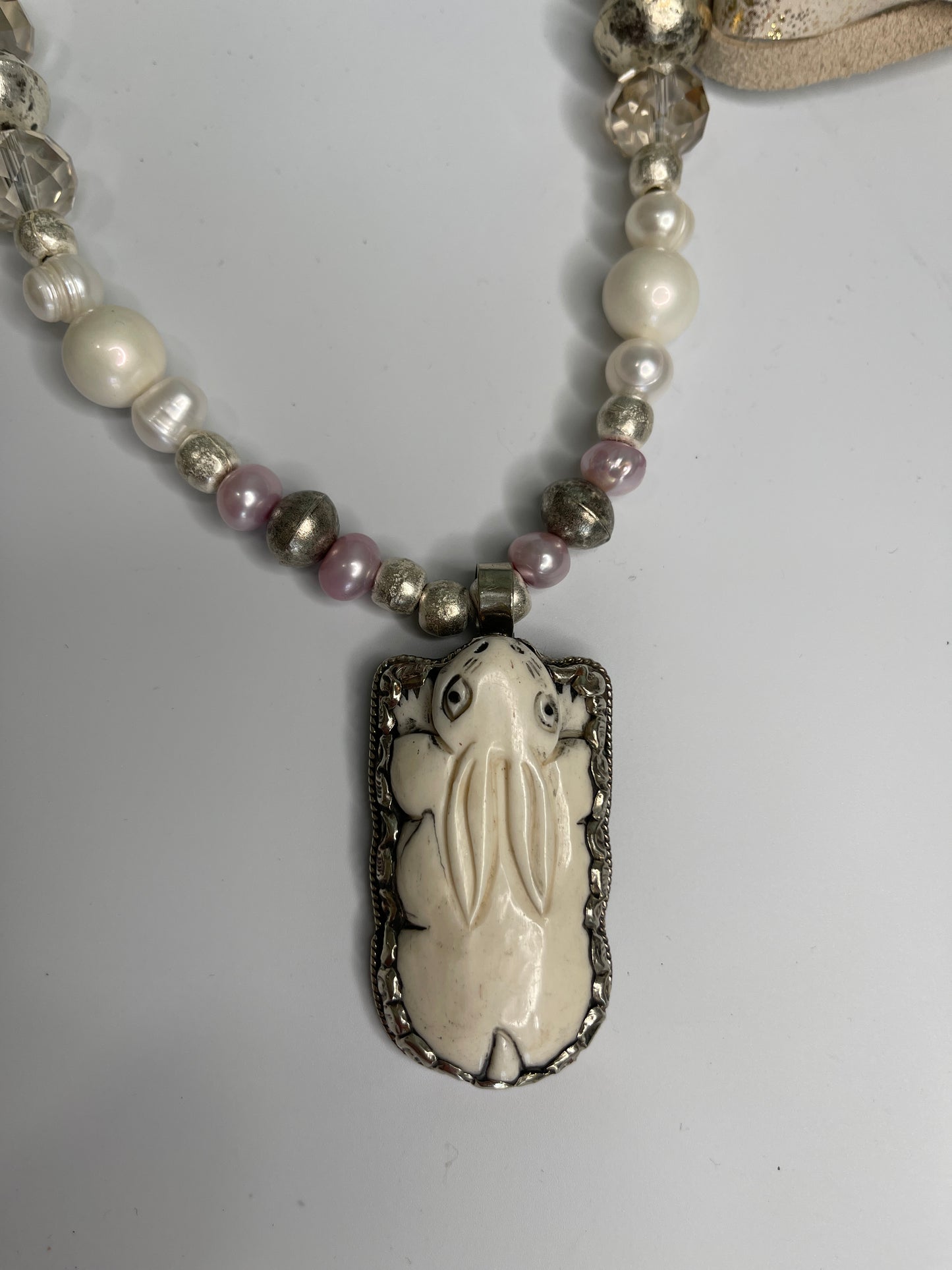 Carved Bone Bunny Necklace