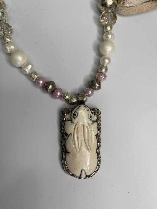 Carved Bone Bunny Necklace