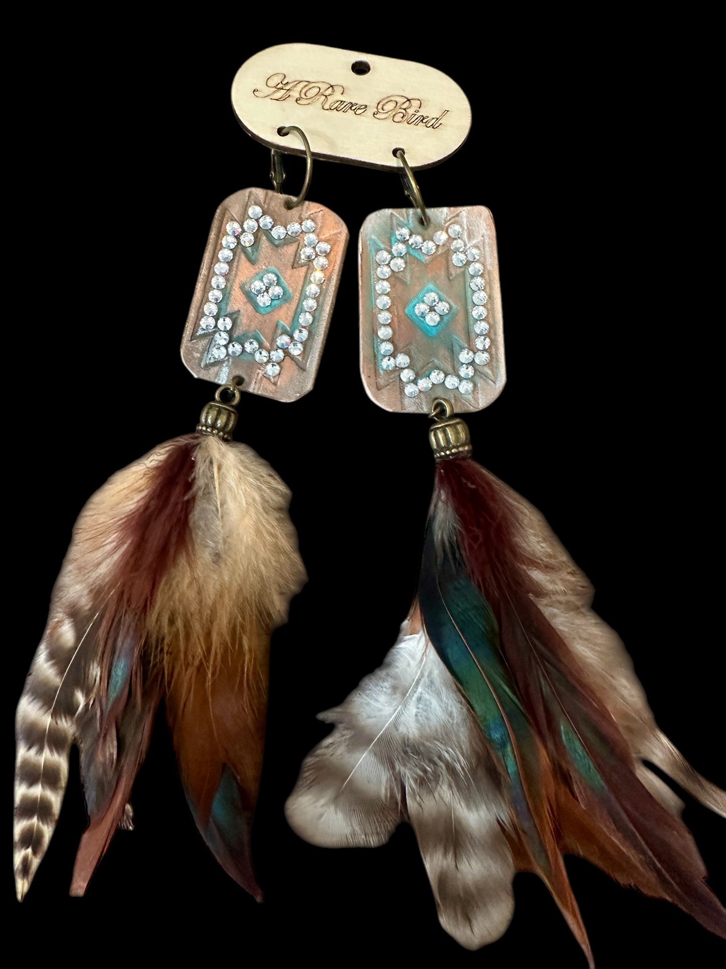 Tooled Feather Earrings