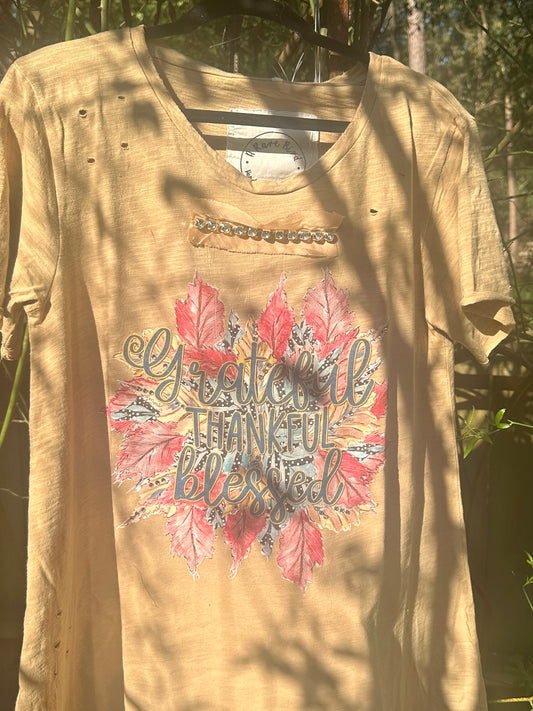 Grateful-Thankful-Blessed Tattered Shirt