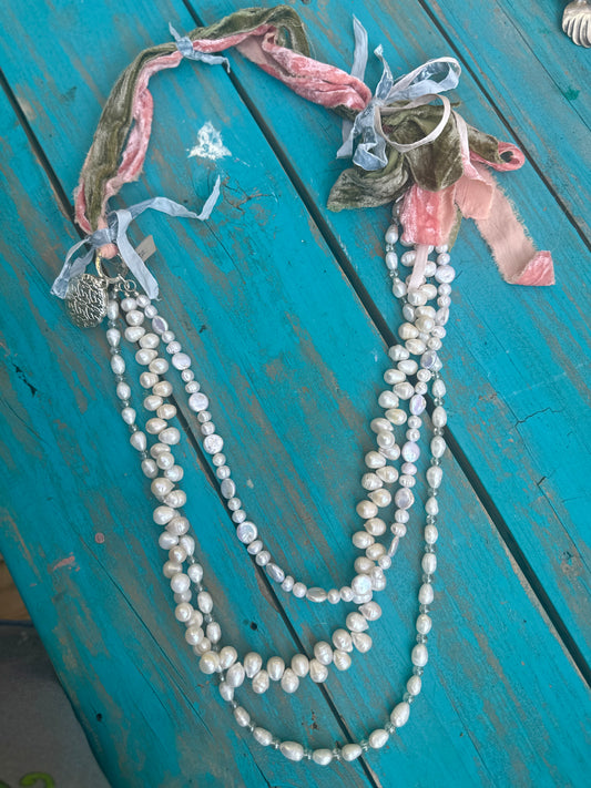 Authentic Triple Pearl Vintage Necklace