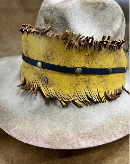 Mustard Hand Cut Feather Hatband