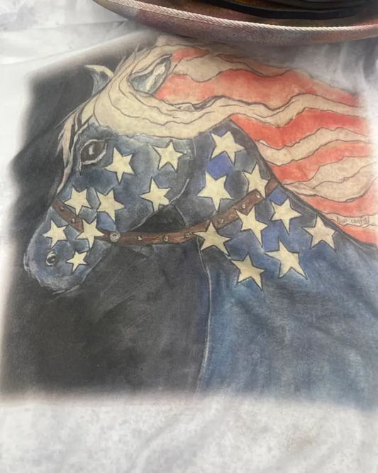 Patriotic Mustang Distressed Shirt