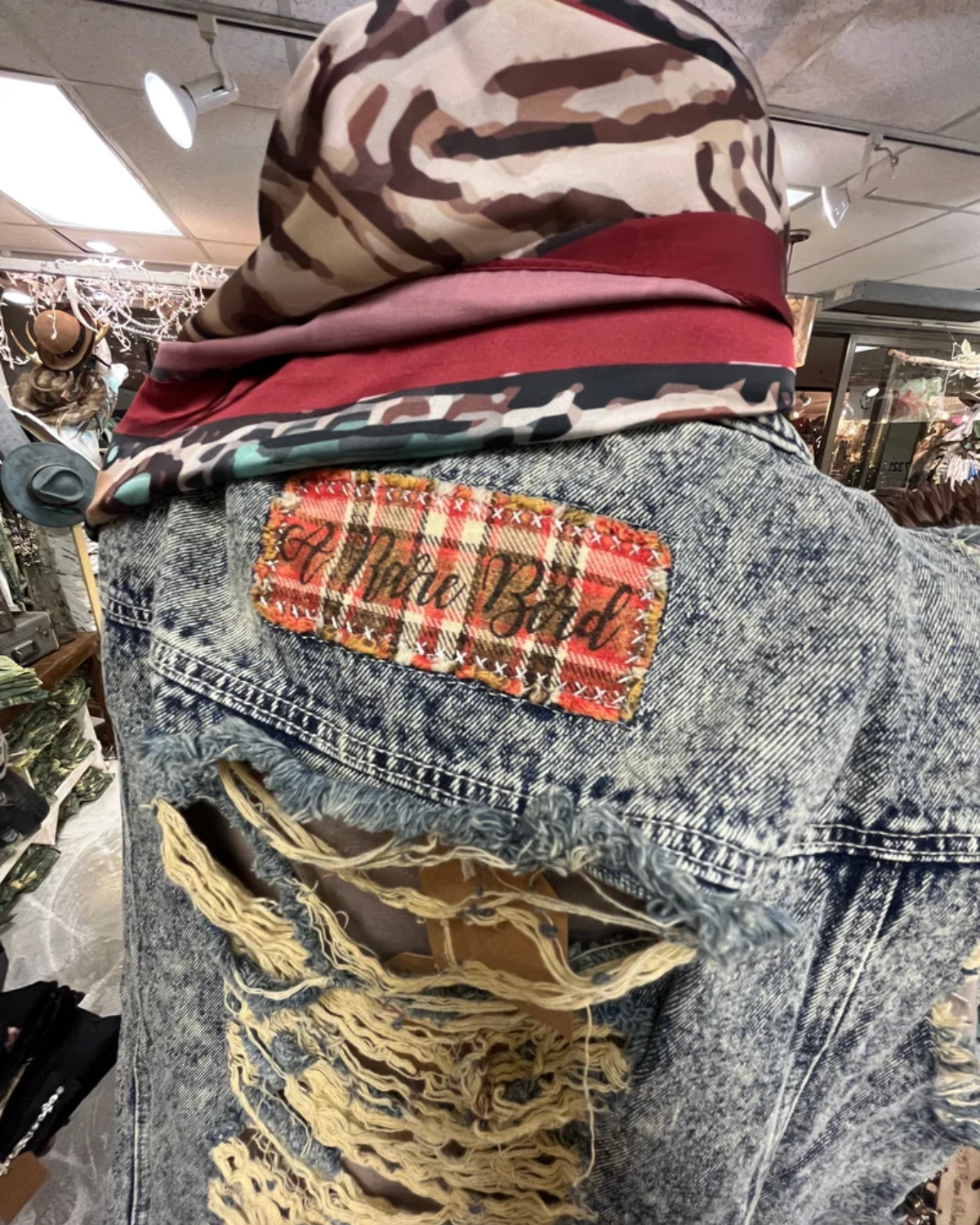 Tattered Denim Flannel Vest