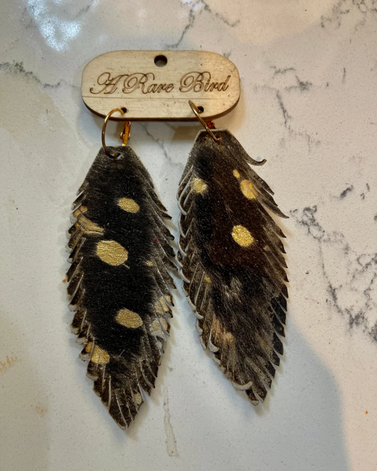 Acid Wash Leopard Leather Earrings