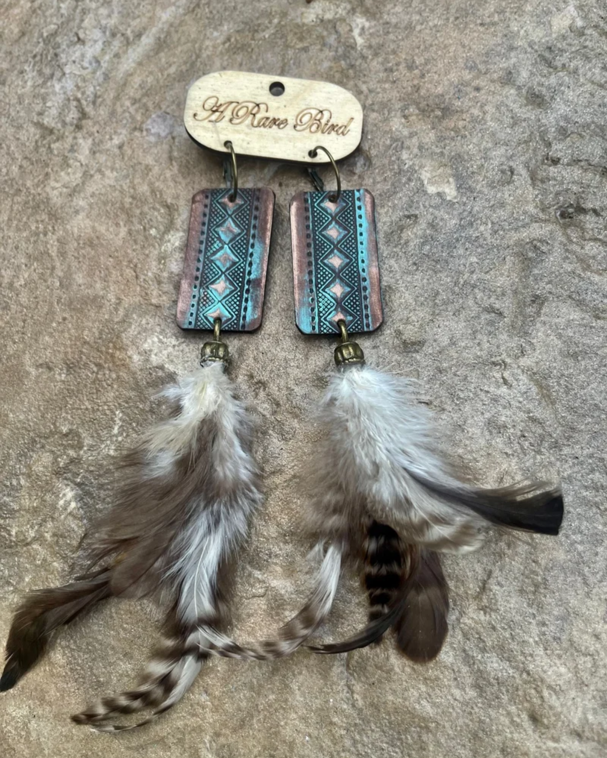 Tooled Leather Feather Earrings