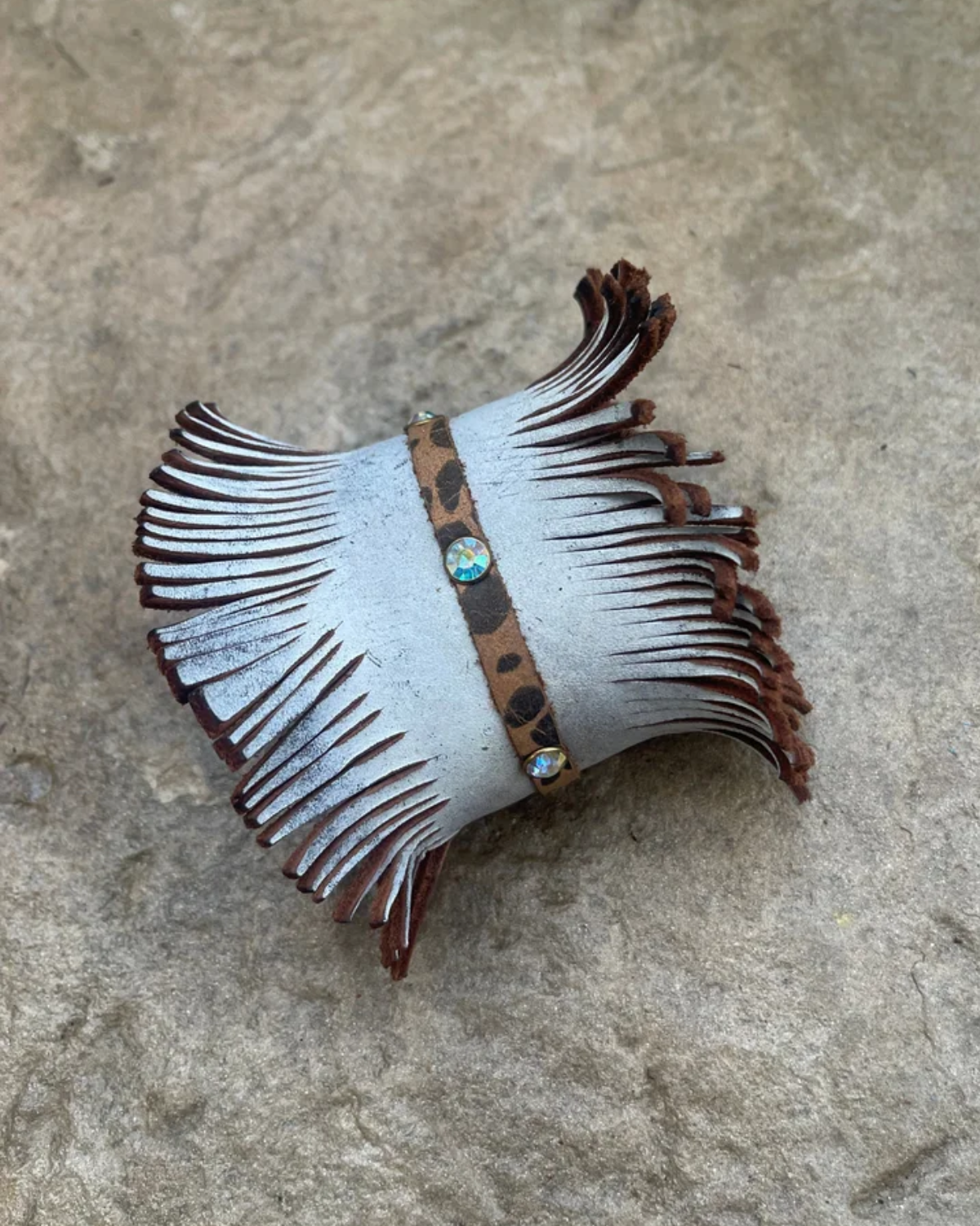 Hand Cut Dyed Leather Feather Cuff