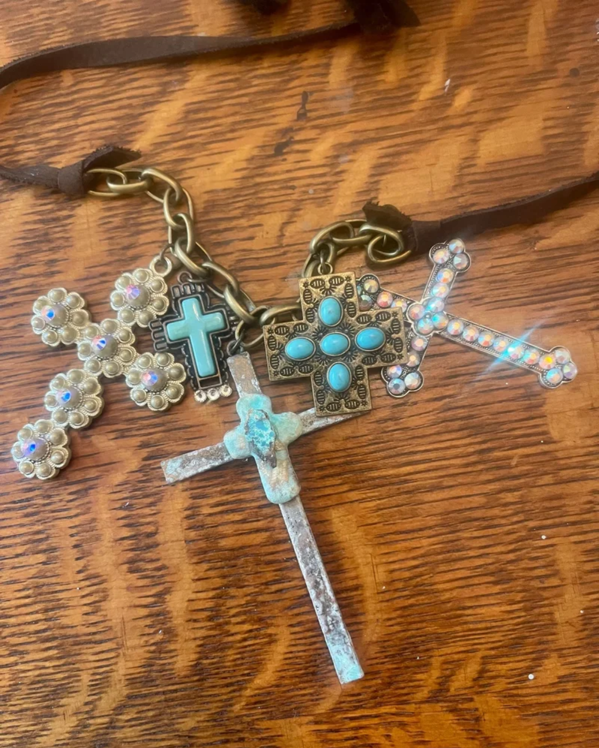 Vintage Cross Trinket Necklace